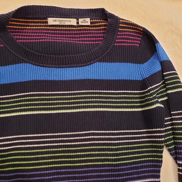 Liz Claiborne Petite Multicolour Striped Sweater - Picture 3 of 4